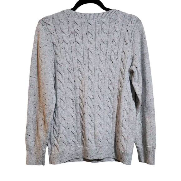 Talbots Sweater Women's Medium Gray Cable Knit Round Neck Long Sleeve Pullover - Picture 6 of 10